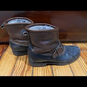 Frye engineer boot size 7.5 shearling lined brown black